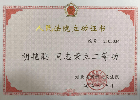 （定稿）喜报：孝南区法院立案庭庭长胡艳鹃荣立个人二等功74.png